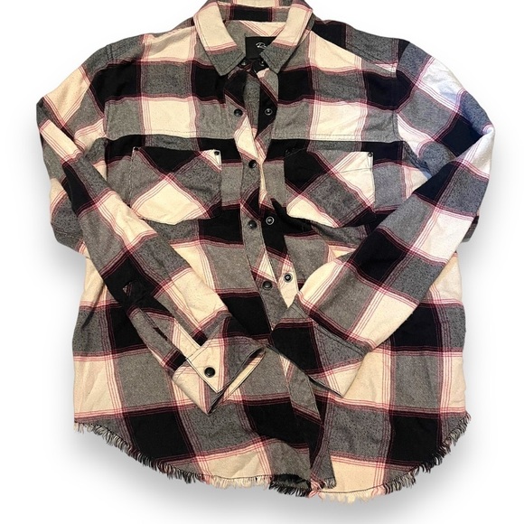 Rails Leo Plaid Flannel Shirt Womens Small White Midnight Magenta Snap Button - Picture 1 of 6